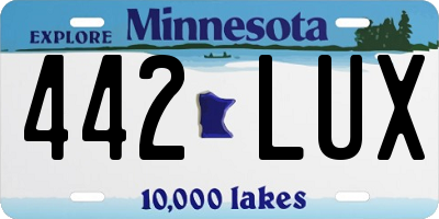 MN license plate 442LUX