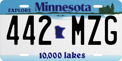 MN license plate 442MZG