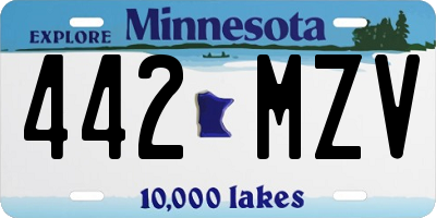 MN license plate 442MZV