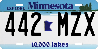 MN license plate 442MZX