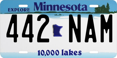MN license plate 442NAM