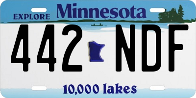 MN license plate 442NDF