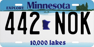 MN license plate 442NOK