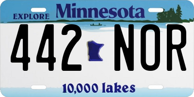 MN license plate 442NOR