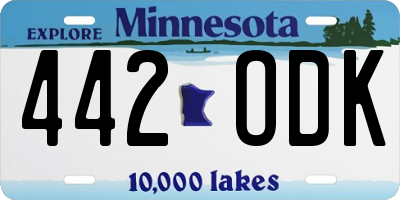 MN license plate 442ODK