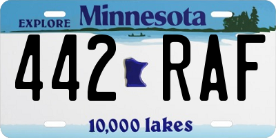MN license plate 442RAF