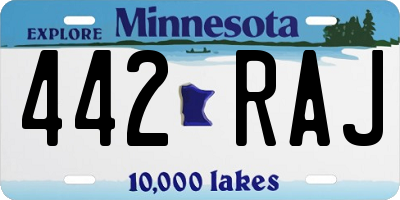 MN license plate 442RAJ