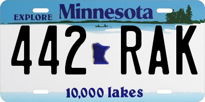 MN license plate 442RAK
