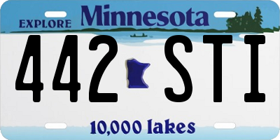 MN license plate 442STI