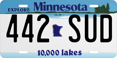 MN license plate 442SUD