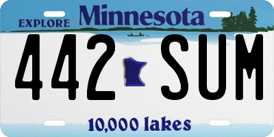 MN license plate 442SUM