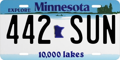 MN license plate 442SUN