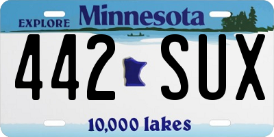 MN license plate 442SUX
