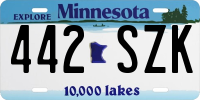 MN license plate 442SZK