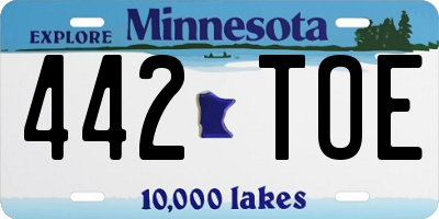MN license plate 442TOE