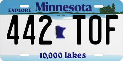 MN license plate 442TOF