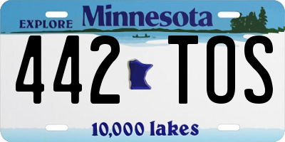MN license plate 442TOS