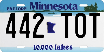 MN license plate 442TOT