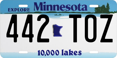 MN license plate 442TOZ