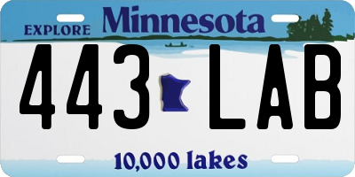 MN license plate 443LAB