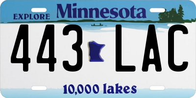 MN license plate 443LAC
