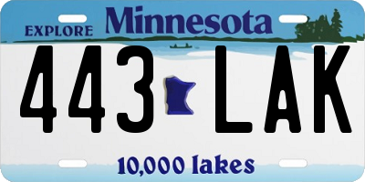 MN license plate 443LAK