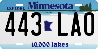MN license plate 443LAO