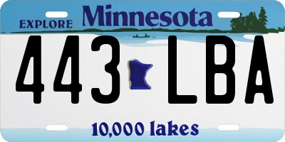 MN license plate 443LBA