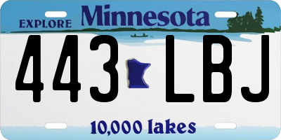MN license plate 443LBJ