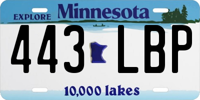 MN license plate 443LBP
