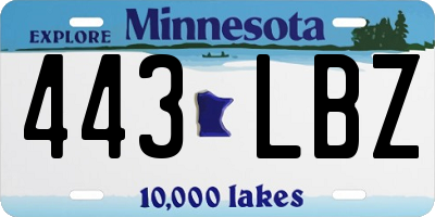MN license plate 443LBZ