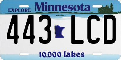 MN license plate 443LCD