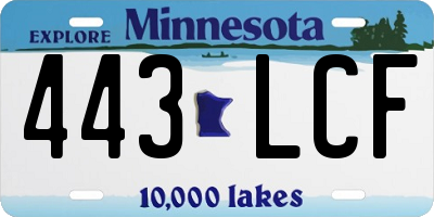 MN license plate 443LCF