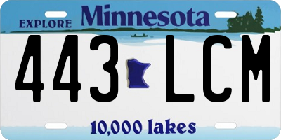 MN license plate 443LCM