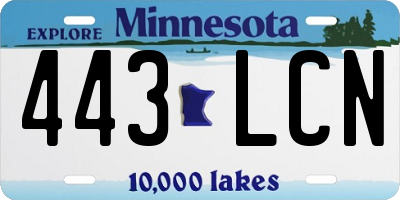 MN license plate 443LCN