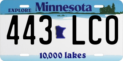 MN license plate 443LCO
