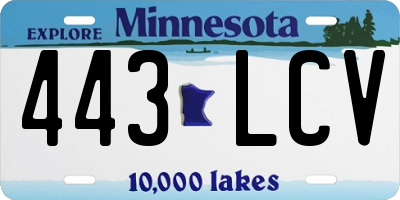MN license plate 443LCV