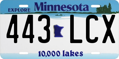 MN license plate 443LCX
