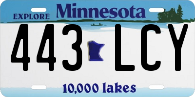 MN license plate 443LCY