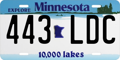 MN license plate 443LDC