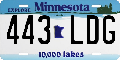 MN license plate 443LDG