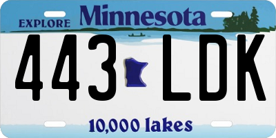 MN license plate 443LDK