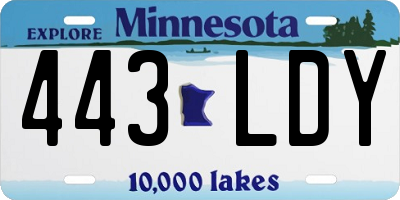 MN license plate 443LDY