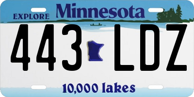 MN license plate 443LDZ