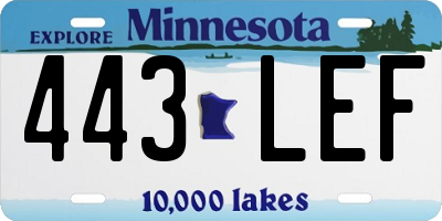 MN license plate 443LEF