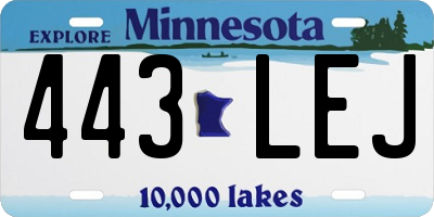 MN license plate 443LEJ