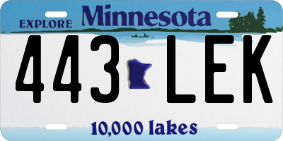 MN license plate 443LEK
