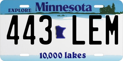 MN license plate 443LEM
