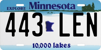 MN license plate 443LEN