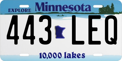 MN license plate 443LEQ